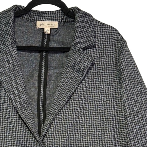 Philosophy Woman Houndstooth Blazer 2X Gray Black Career Casual Coat - Picture 1 of 5